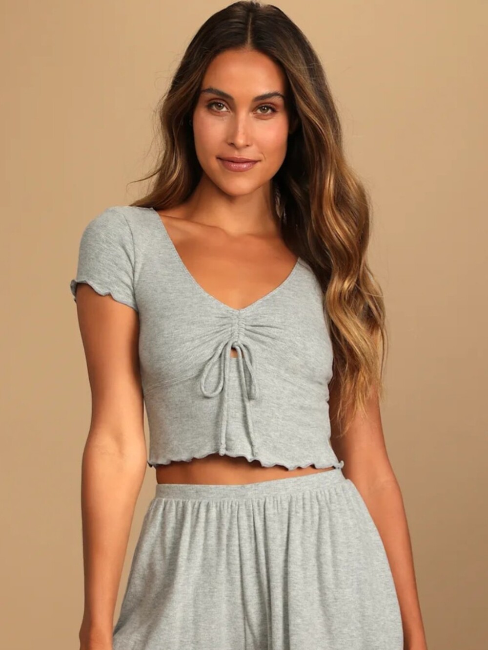 NWT Nia Heather Gray Ribbed Hacci Lounge Tee Size Small